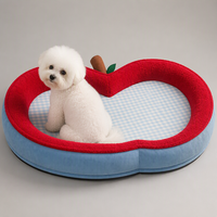 YAOYUE Apple Track Lit pour animaux de compagnie, Nid en velours côtelé, Coussin antidérapant doux pour chiens et chats