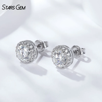 Серьги-гвоздики Starsgem 0.5CT*2 из стерлингового серебра S925 с покрытием из белого золота, с круглыми бриллиантами, выращенными в лаборатории