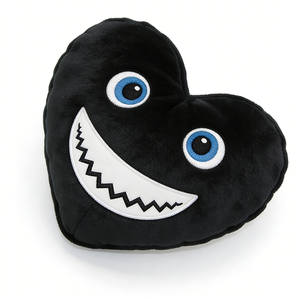 Almohada de peluche personalizada con forma de corazón negro, cojín de corazón sonriente, almohada decorativa de corazón de dibujos animados - Product Image 5