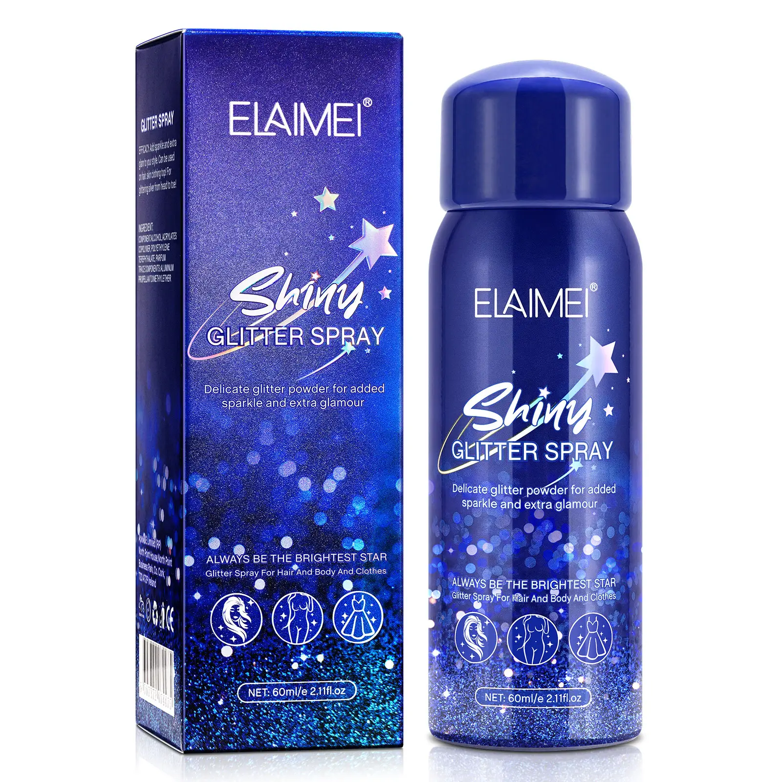 ELAIMEI Body Glitter Shiny Spray für Haars ch immer Spray Body Highlight Glow Cosmetic Spray