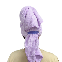 Grandes serviettes en microfibre pour femmes TURBAN confortable pour le séchage des cheveux avec bande élastique Serviettes pour cheveux secs