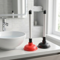 Déboucheur de canalisations robuste en caoutchouc pour éviers et toilettes, avec poignée en plastique anti-obstruction, pour cuisine et salle de bain