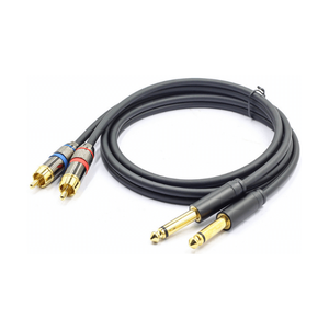 Dual 6.35 mét TS <span class=keywords><strong>mono</strong></span> 1/4 <span class=keywords><strong>Jack</strong></span> Nam để dual <span class=keywords><strong>RCA</strong></span> nam PVC Áo khoác âm thanh video Cable với braid che chắn - Product Image 1