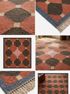 Geometric Boho Wool Jute <b>Runner</b> <b>Rug</b> with Tassels Handwoven Farmhouse Carpet Accent <b>for</b> Bedroom Hallway Entryway Living Room - Product Image 4