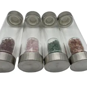 Groothandel Crystal Fles Natuurlijke Custom Crystal Drink Fles Roze Rozenkwarts Glas Water Fles