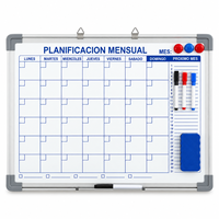 Papan Perencanaan Bulanan Magnetik, Papan Tulis Dinding, Kalender Hapus Kering dengan Bingkai Aluminium dan Aksesoris