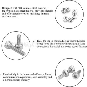 Baiguluo M3 Hex Socket Head Cap Screws Nuts Kit 304 Stainless Steel 360pcs DIN912 Grade A Durable - Product Image 4