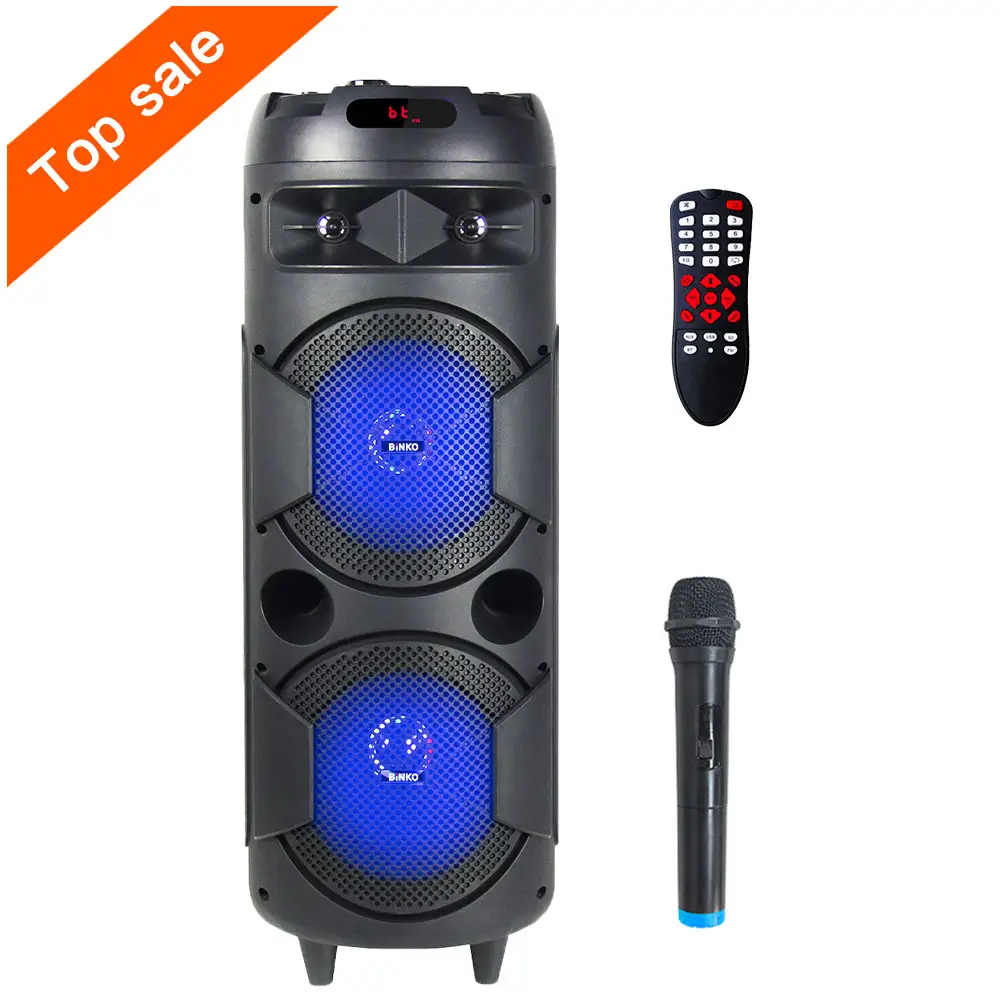 Free sample portable blue tooth speaker Round barrel model subwoofer speakers Professional dual 8 inch speakers