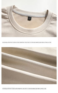 เสื้อยืดแขนสั้นผู้ชาย B678 ผ้าหนังกลับ ทรงหลวม สกรีนโลโก้ได้ 220GSM สไตล์สตรีทแคชชวล คอกลมทรงโอเวอร์ไซส์ เสื้อผ้าหนังกลับสำหรับผู้ชาย - Product Image 6