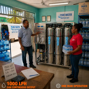 Système de filtration d'eau en acier inoxydable 1000 LPH avec filtre à sable, charbon et résine, et osmose inverse pour usage commercial d'eau embouteillée des Caraïbes - Product Image 1