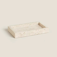 Porte-savon rectangulaire et plateau à bijoux en travertin beige de luxe, multifonctionnel et écologique pour salle de bain, cuisine, salon