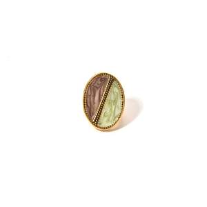 Bague tendance en acier inoxydable 316L plaqué or PVD, design ovale durable et résistant - Product Image 1