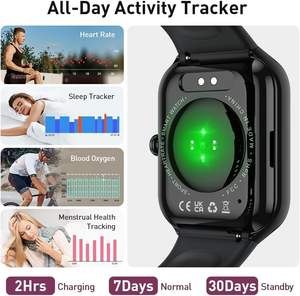 Montre connectée étanche IP68 en gel de silice carré HD 1,96 pouces 2025 pour hommes et femmes, suivi d'activité Android, répondre/passer des appels, modes sportifs, fréquence cardiaque - Product Image 4