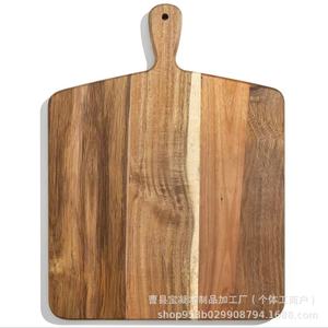 Plateau de service carré en bois d'acacia pour restaurant, avec poignée, pour pizza, pain, steak, gâteau, sushi - Product Image 1