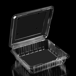 Caja de embalaje de plástico apilable de grado alimenticio PET Clamshell para cerezas Punnet de fruta transparente ventilada con tapa con bisagras - Product Image 3