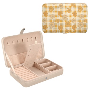 Hawaiian Puakenikeni Flower Mini Travel <b>Case</b> Custom Print Velvet Jewelry Storage Box PU Leather Small Jewelry Storage Organizer - Product Image 1