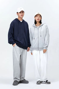 Sweatshirts à capuche en coton pour femmes avec logo personnalisé unisexe Vente en gros d'usine Sweat-shirts surdimensionnés à fermeture éclair brodés unis pour l'automne - Product Image 4