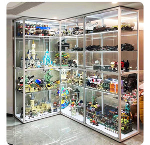 Vitrine <span class=keywords><strong>Lego</strong></span> Modulaire Noire Anti-poussière Transparente Personnalisable pour Modèles de Jouets et Boîtes Mystères, Rangement Mobile Rotatif avec Clé - Product Image 5