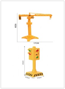 4 pz/borsa Accessori per la decorazione di torte, Topper per torte per la festa dei bambini, Serie Macchine da costruzione: Piastra, Barriera stradale, Escavatore giocattolo - Product Image 3