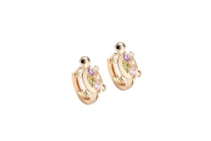 Pendientes de Aro Huggie con Forma de Tortuga Chapados en Oro y Circonita Cúbica para Mujer, Joyería de Oreja Pequeña con Cristales de Animales Coloridos - Product Image 4