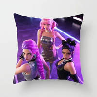 Housse de coussin ChamXue carrée, motif dessin animé K-Pop Demon Hunters Witch Group, ultra douce, à poils courts, pour canapé
