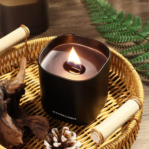 Pot en verre fait à la main cire de soja <span class=keywords><strong>Woodwick</strong></span> bougies parfumées motif floral huile naturelle saine décoration de la maison mariage noël utilisation - Product Image 3