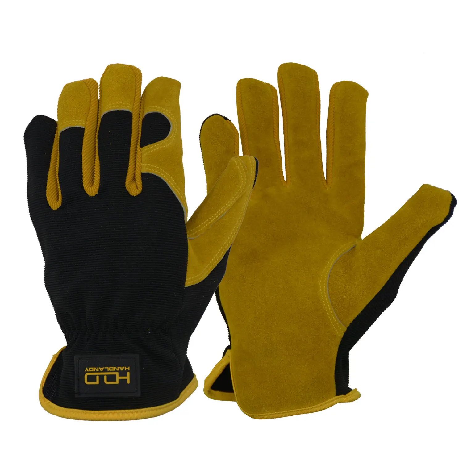 Safety Driving Gloves HANDLANDY Cowhide Leather Work Safety Hand Leather Driving Leather Working Gloves For Mens