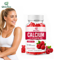 Qbioflex Gummies Calcium D3 Sans Sucre Marque Privée – Soutien Osseux et Immunitaire – Complément de Calcium pour Femmes et Hommes