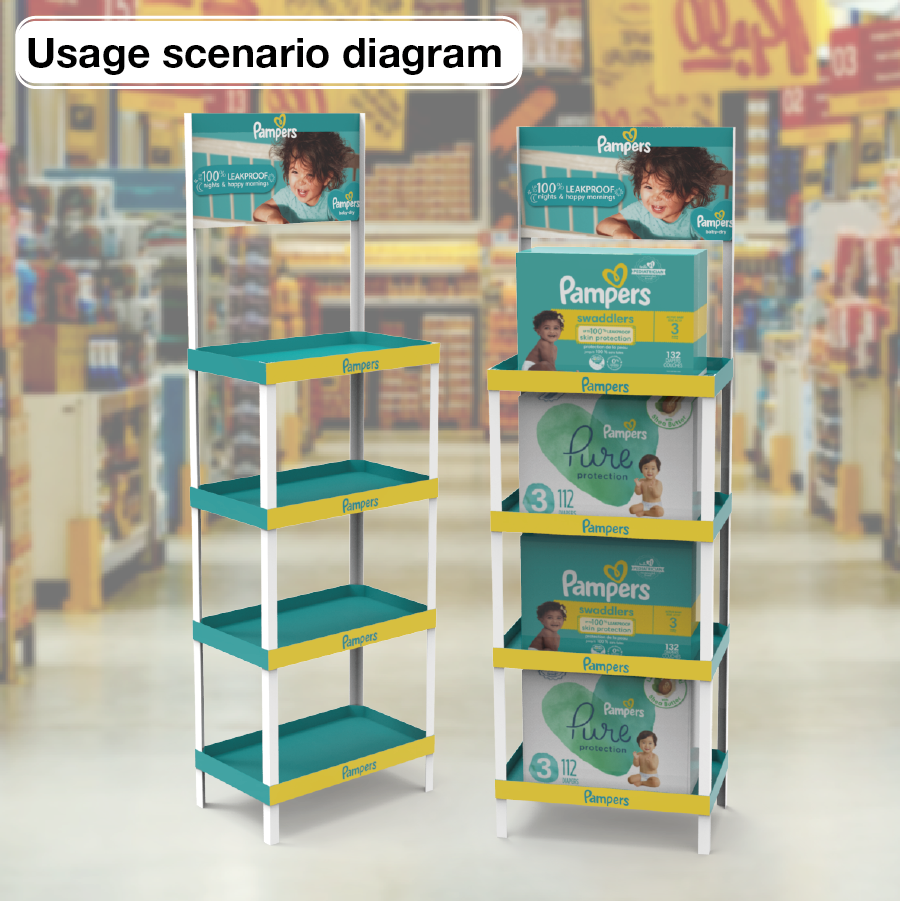 Customized PVC Laminate Infant Diaper Display Shelf for Supermarkets and Baby Product Retailers — view 6