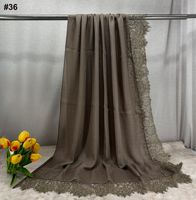 Nouveau design – Écharpe hijab en modal et dentelle pour l'été – Douce, longue, respirante et confortable – Châle islamique – Foulard pour femmes musulmanes QK412