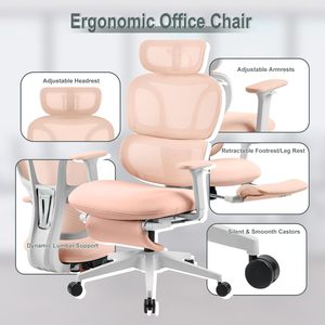 High Back Mesh Ergonomic Office Chair, Reclining <b>Desk</b> Chair with Footrest, Coat Hanger, Lumbar Support & Sponge Seat - Product Image 4