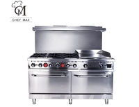 Cuisinière à gaz commerciale 4 brûleurs en vente, table de cuisson 24 pouces, cuisinières à six brûleurs avec four à bouton, cuisinières à gaz 6 brûleurs avec four
