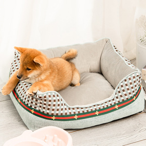 Lit pour <span class=keywords><strong>chien</strong></span> lavable, étiquette privée, logo personnalisé, housse entièrement amovible, motif à carreaux, carré, petit, moyen, grand, <span class=keywords><strong>canapé</strong></span> pour animaux de compagnie, chat - Product Image 2
