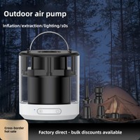 Pompe à air portable transfrontalière pour extérieur, adaptateur de valve en plastique, éclairage ambiant, fonction SOS, équipement multifonctionnel double usage pour l'extérieur