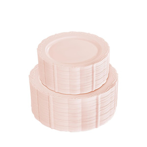 Ensemble de 10,25 assiettes de service roses en plastique PS, écologiques, sûres, durables, modernes, jetables, à motif uni, pour hôtels et restaurants - Product Image 1