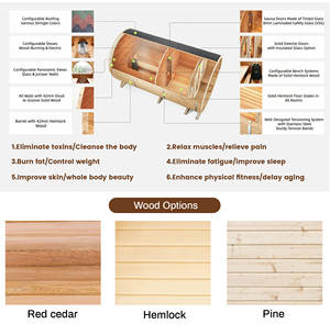 Ventes directes en usine de salles de sauna extérieures traditionnelles de haute qualité avec radiateurs à bois Salles de sauna en tonneau de cèdre rouge canadien - Product Image 6