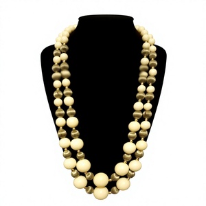 Parure de collier multicouche goutte d'eau et perles, bijoux de fête pour femme, pendentif en résine acrylique et cristal, boucles d'oreilles, pièce maîtresse tendance - Product Image 5