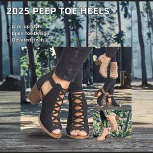 Sandalias de Tacón Alto para Mujer 2025, con Punta Abierta, Correa de Tobillo con Hebilla, Tacón Grueso, Impermeables y Transpirables para Verano y Otoño - Product Image 4