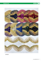 Bordure en dentelle brillante brodée, dentelle en organza 3D faite à la main avec des fleurs en cristal et des paillettes en polyester pour vêtements