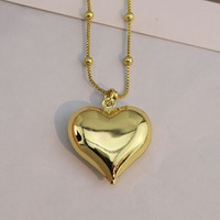 NM1301 Petit Moyen Moyen Taille Grand 18k Plaqué Or 3D Puffy Puffed Puff Love Heart Chaîne Collier