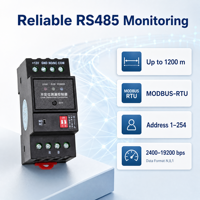 Contrôleur de détecteur de fuite d'eau RS485, réglage de la sensibilité 1-20 cm, relais sur rail DIN