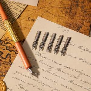 <b>Enchanting</b> Vintage Wooden Pole Dip Pen Set With Artistic Pen Case and Ink Bottles - Product Image 4