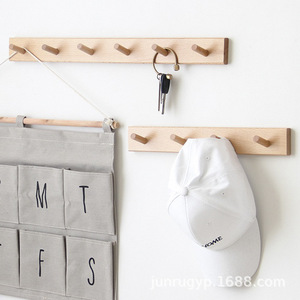 Wooden Wall <b>Hooks</b> For Entryway Coat Rack Storage Natural Wood Color Wall Mounted No Drilling Required - Product Image 1