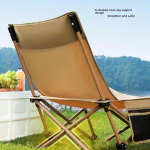Portable Durable High-Back Minimalist Square Moon Chair Foldable Oxford Cloth Garden Chair Outdoor Furniture Carbon Steel Frame - Product Image 6