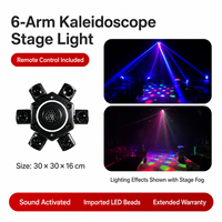 Equipo de Iluminación para Escenarios, Luz LED de Seis Brazos King Kong RGBW 4 en 1, Cabeza Móvil con Efecto Strobe, Láser para DJ, Ideal para Fiestas