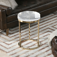 Table basse moderne en acier inoxydable et acrylique avec verre trempé ultra-transparent et accents dorés – Meuble de salon durable pour usage domestique