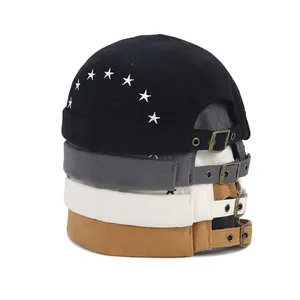 Haute qualité quatre saisons unisexe réglable chapeaux étoile motif Beanie chapeau Docker casquettes broderie sans bord casquette sans visière