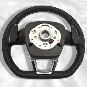 Pour <span class=keywords><strong>Audi</strong></span> Q5 FY Q7 4M Q8 cuir noir perforé volant à fond plat avec palettes et boutons accessoires de voiture - Product Image 3