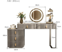 Coiffeuse moderne en bois éclairée avec miroir et tabouret, ensemble blanc multifonctionnel pour maquillage, idéal pour petits espaces, appartements et hôtels