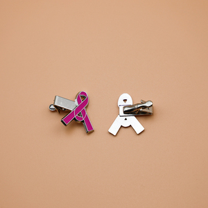 Clip métallique personnalisé en alliage de zinc avec émail doux, motif ruban rose, mignon pour adolescentes - Product Image 3